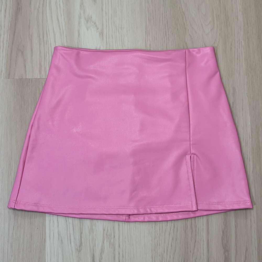 Altar’d State Pink Vegan Leather Mini Skirt Size Small